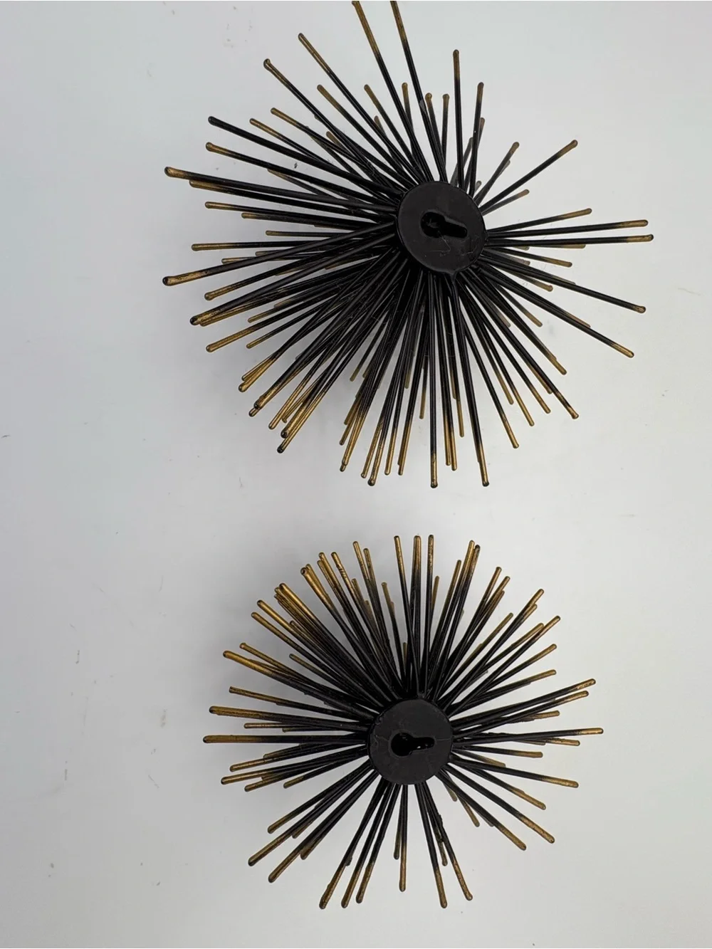 Mid-Century Modern Style Starburst/Sea Urchin Wall Hangings in Gold and Black